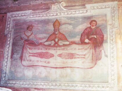 SAN CARLO CANAVESE (TO), borgata Fornero. Cappella di San Nicolao con immagine della Sindone.