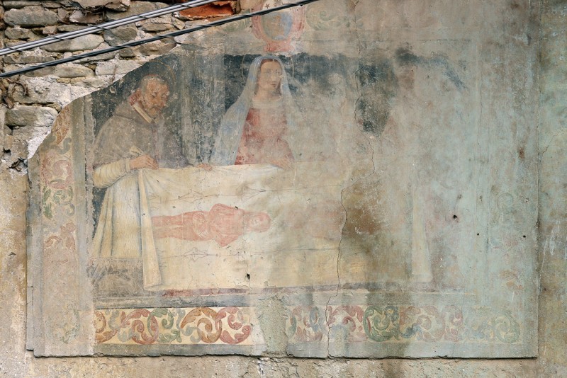 CLAVESANA (CN). Casa privata. Strada principale, con immagine sindonica.