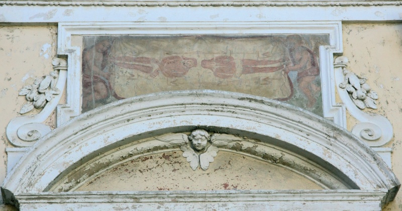 RIVARA (To). Chiesa della SS. Annunziata, con immagine in facciata.