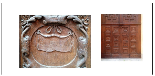 RIVOLI (To). Chiesa Santa Croce. Formella di portale riproducente la Santa Sindone.