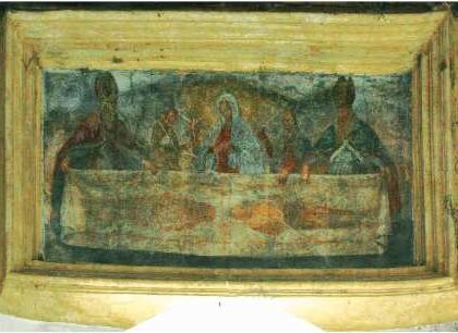 SUSA (To). Affresco raffigurante la Sindone.