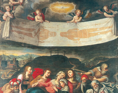 FRANCIA – NIZZA. Cappella della Confraternita della Santa Trinità e del S. Sudario, dipinto con “Trinità sindonica” di G. Baudoin, 1660.