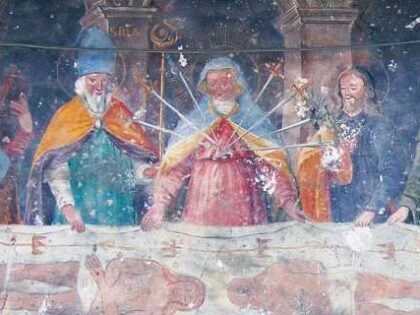 VENAUS (To), fraz. Mestrale. Ostensione della Sindone con Madonna addolorata e Santi.