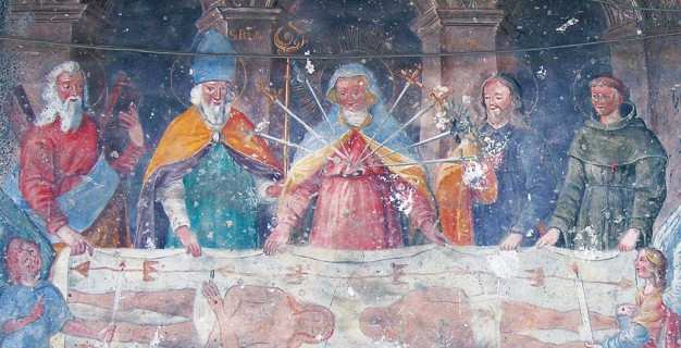 VENAUS (To), fraz. Mestrale. Ostensione della Sindone con Madonna addolorata e Santi.