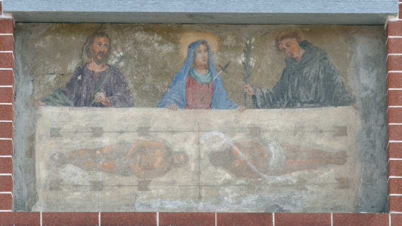 VIRLE (TO). Via Carlo Alberto, casa privata, con affresco sindonico.